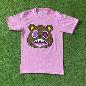 Baby Pink Streetwear Bear Shark Graphic Tee